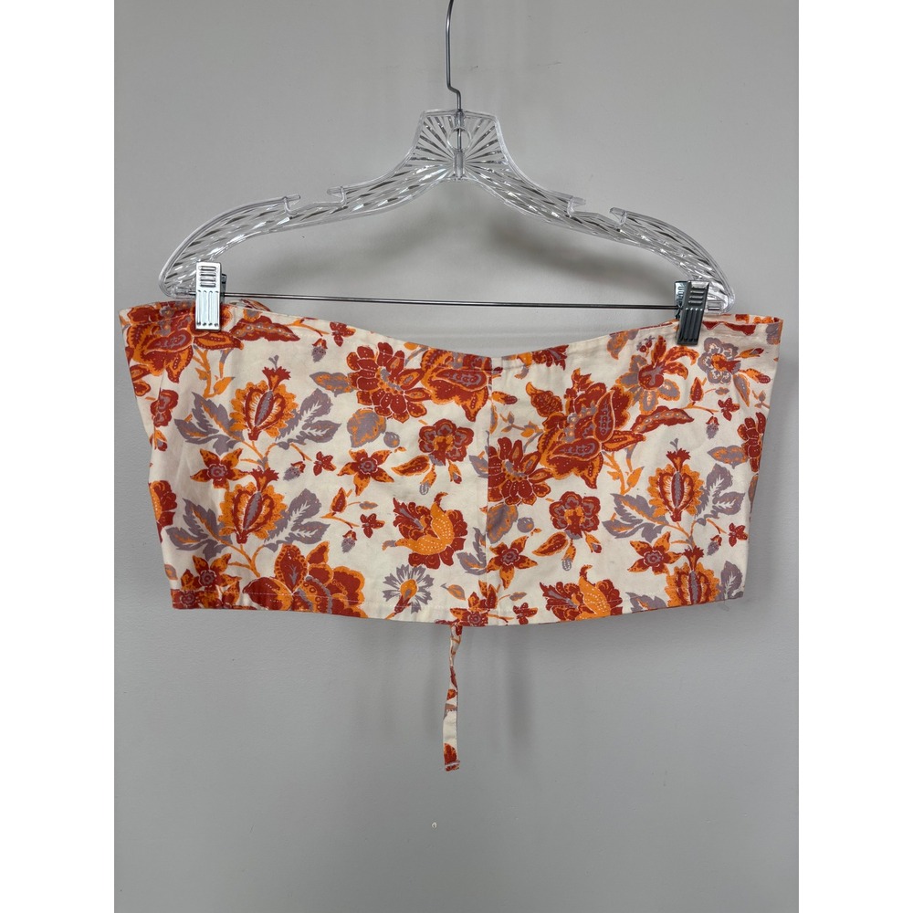 Free People Intimately Floral Tube Top Orange Strapless Crop Small